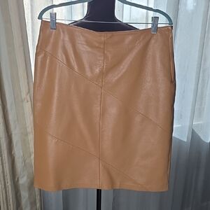 Rem Garson Camel Faux Leather Pencil Skirt